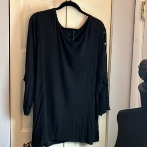 Black peek a boo sleeve top